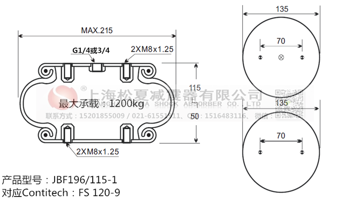 JBF196/115-1橡胶<a href='http://www.chinakqth.com/' target='_blank'><u>空气弹簧</u></a>